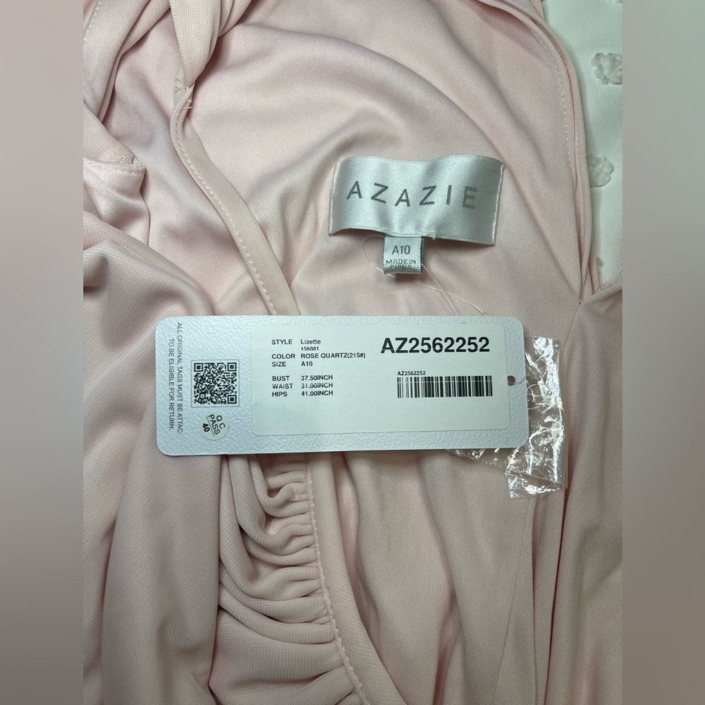 Azazie Pale Pink Dress, floor length - Picture 9 of 9